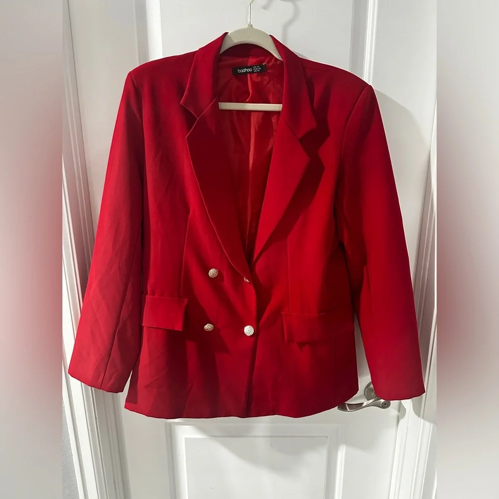 BOOHOO JERSEY KNIT DOUBLE BREASTED BLAZER - Picture 3 of 8